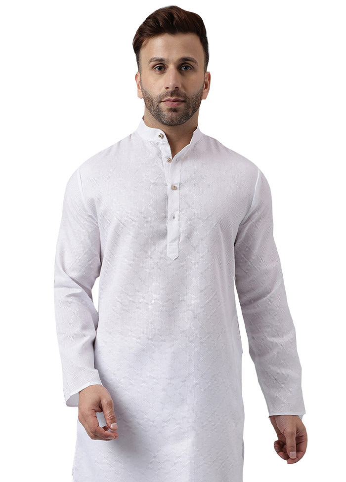 White Silk Jacquard Kurta