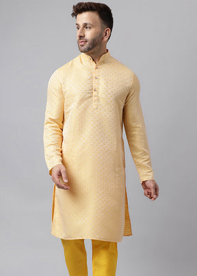 Lemon Viscose Jacquard Long Kurta