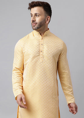 Lemon Viscose Jacquard Long Kurta