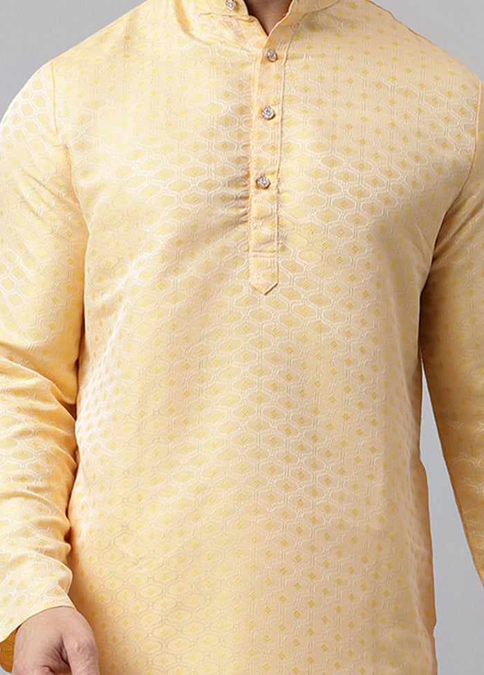 Lemon Viscose Jacquard Long Kurta