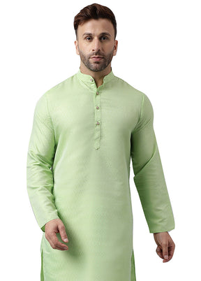 Pista Green Silk Jacquard Kurta