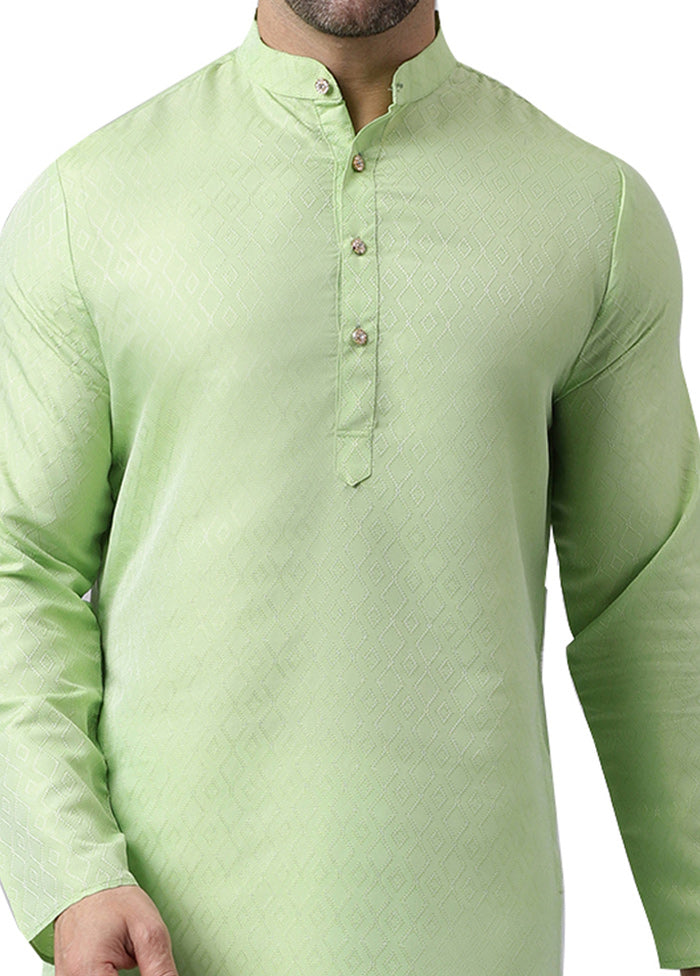 Pista Green Silk Jacquard Kurta