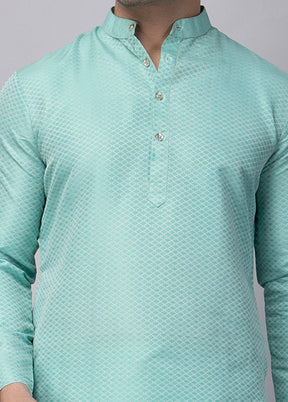 Sky Blue Viscose Jacquard Knee Length Kurta