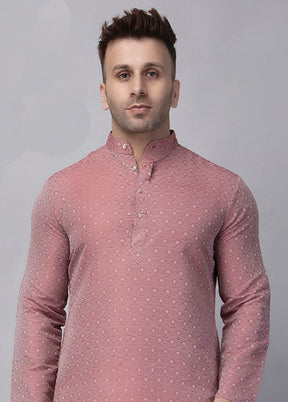 Maroon Viscose Jacquard Knee Length Kurta