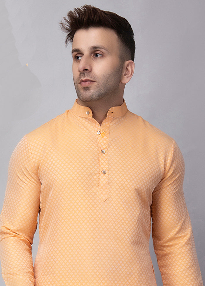 Lemon Viscose Jacquard Knee Length Kurta