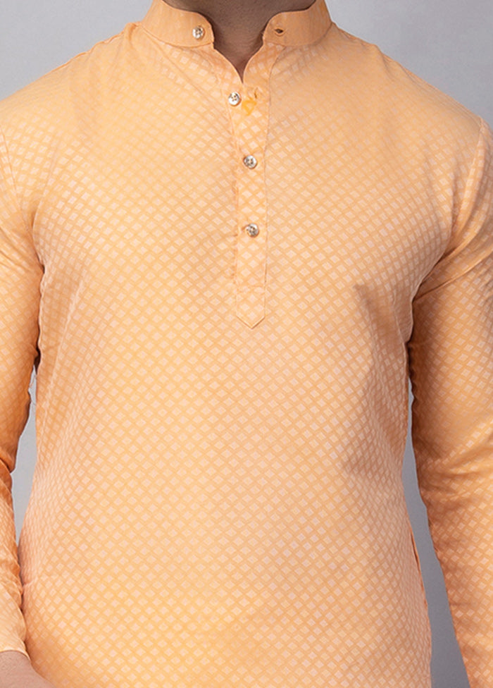 Lemon Viscose Jacquard Knee Length Kurta