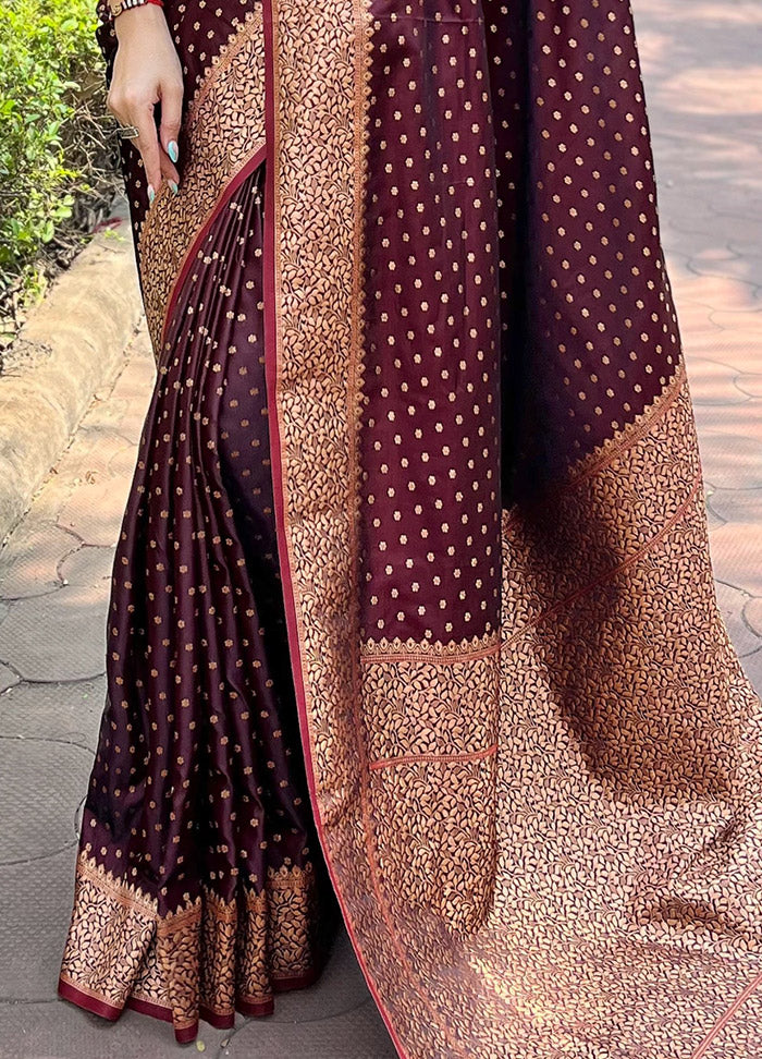 Maroon Silk Saree With Blouse Piece - Indian Silk House Agencies