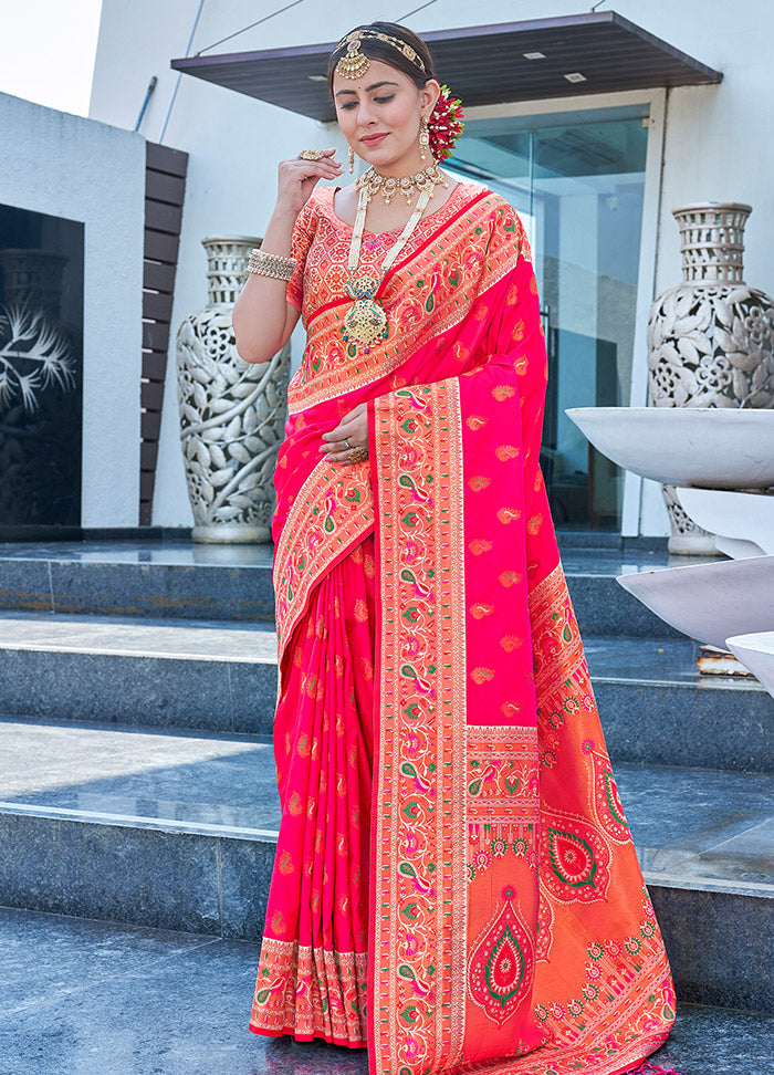 Pink Silk Saree With Blouse Piece - Indian Silk House Agencies