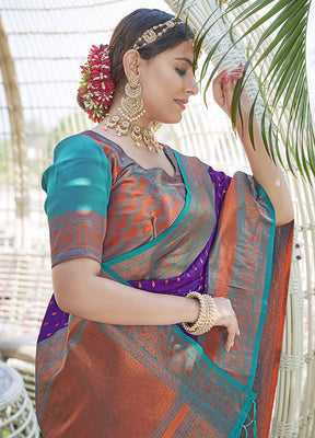 Purple Silk Saree With Blouse Piece - Indian Silk House Agencies