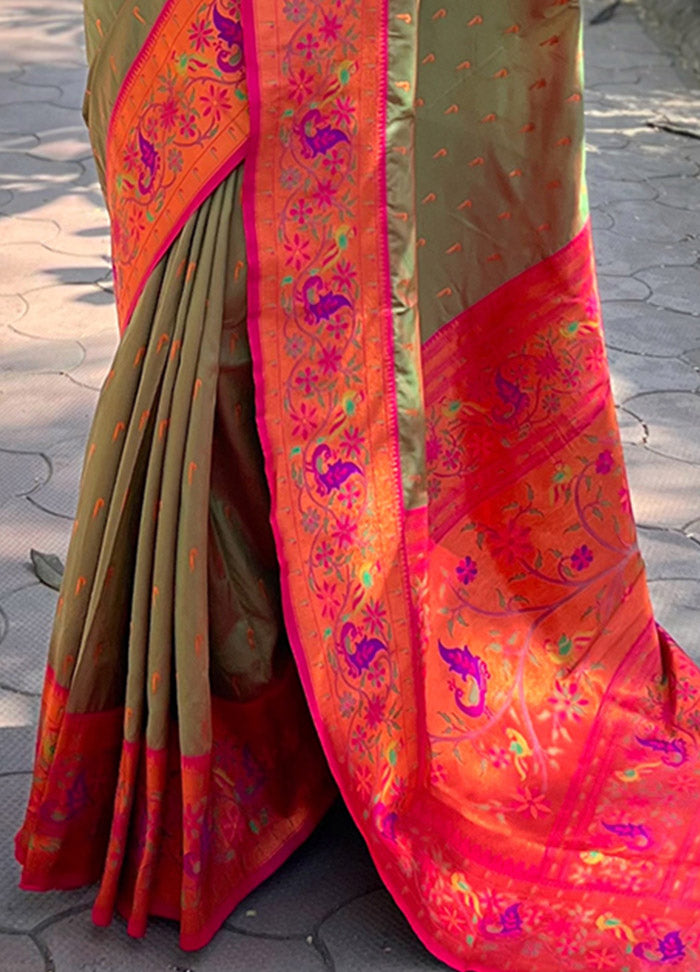 Mehendi Silk Saree With Blouse Piece - Indian Silk House Agencies