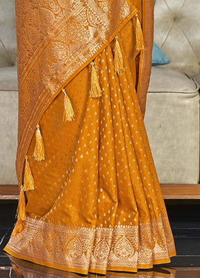 Mustard Silk Saree With Blouse Piece - Indian Silk House Agencies