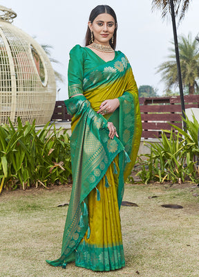 Mehendi Silk Saree With Blouse Piece - Indian Silk House Agencies