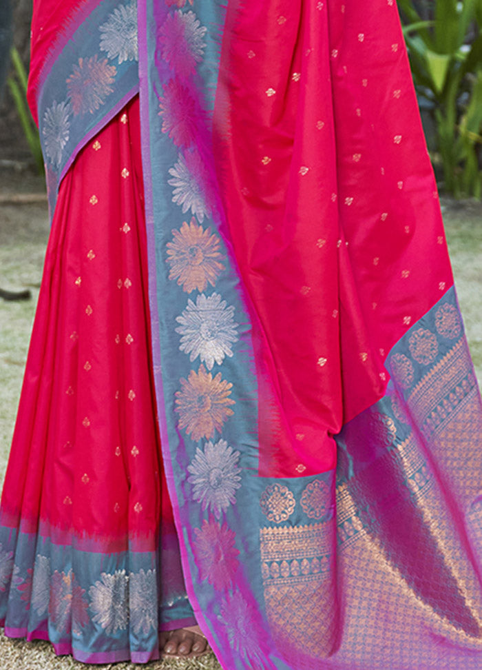 Pink Silk Saree With Blouse Piece - Indian Silk House Agencies