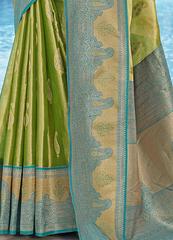 Green Silk Saree With Blouse Piece - Indian Silk House Agencies