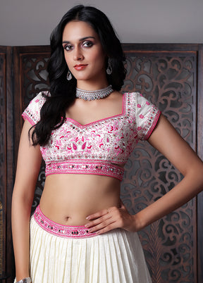 White Cotton Readymade Lehenga With Dupatta