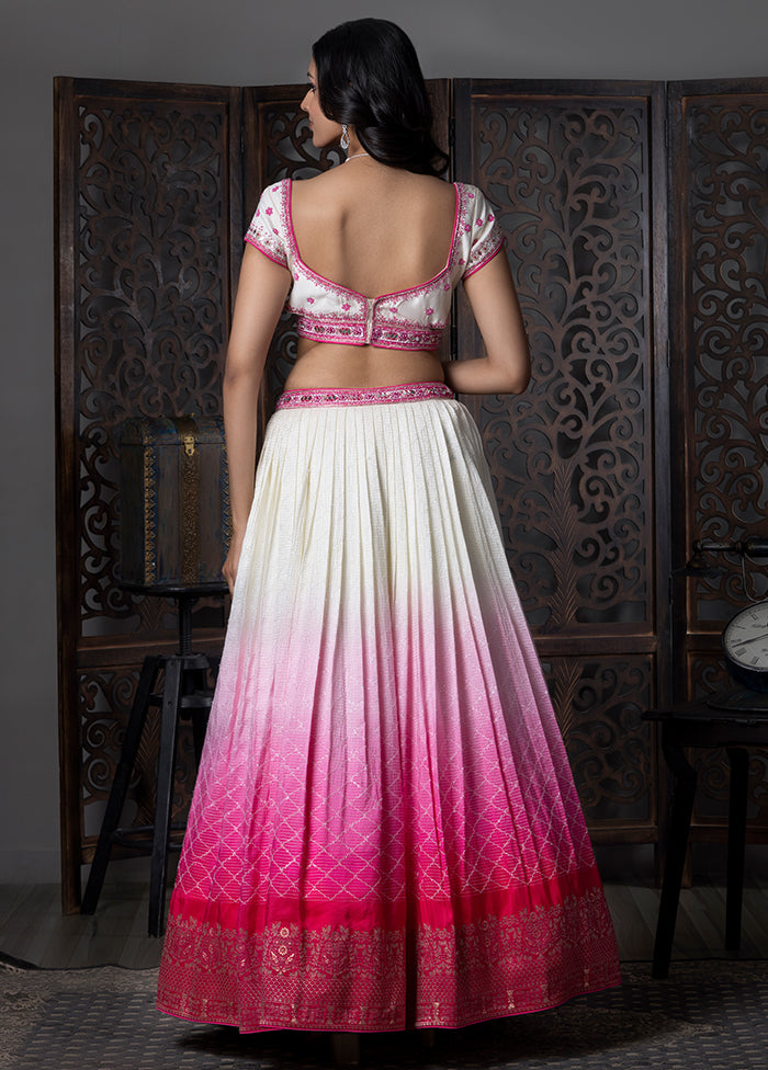 White Cotton Readymade Lehenga With Dupatta