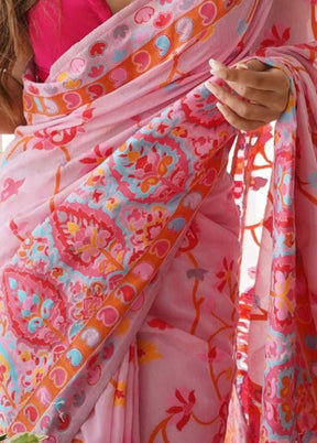 Pink Spun Silk Saree With Blouse Piece - Indian Silk House Agencies