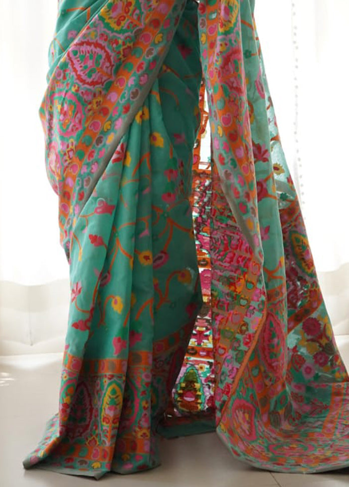 Rama Banarasi Silk Saree With Blouse Piece