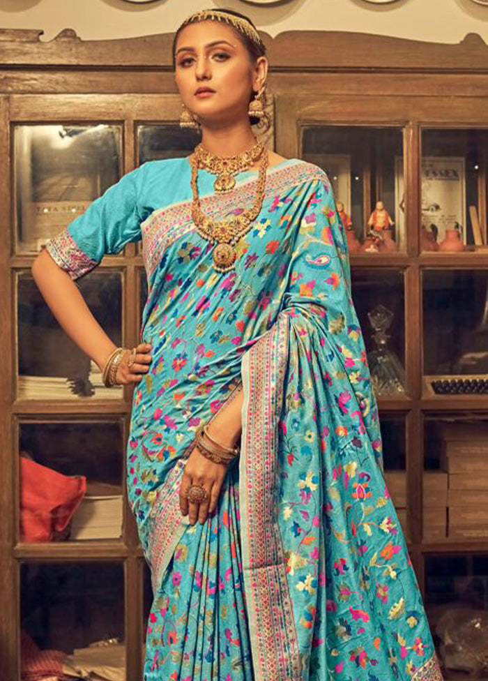 Firoza Banarasi Silk Saree With Blouse Piece