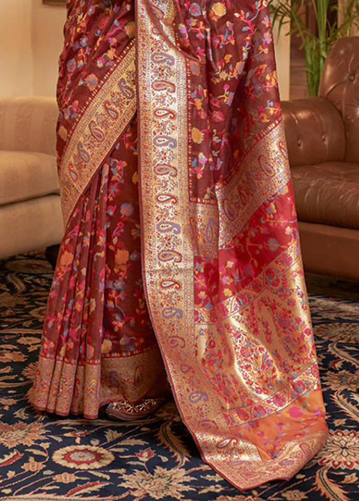 Pink Banarasi Silk Saree With Blouse Piece