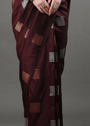 Brown Banarasi Silk Saree With Blouse Piece