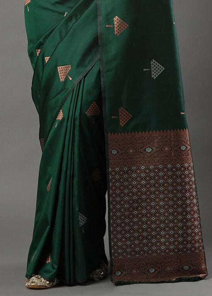 Green Banarasi Silk Saree With Blouse Piece