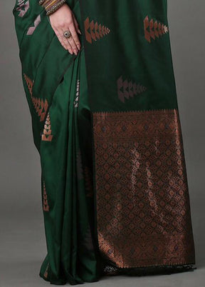 Green Banarasi Silk Saree With Blouse Piece