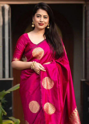 Pink Banarasi Silk Saree With Blouse Piece