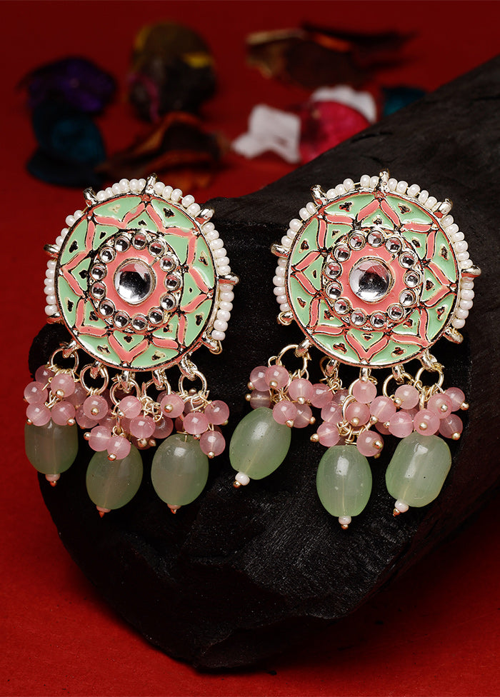 Green Alloy Glossy Earrings