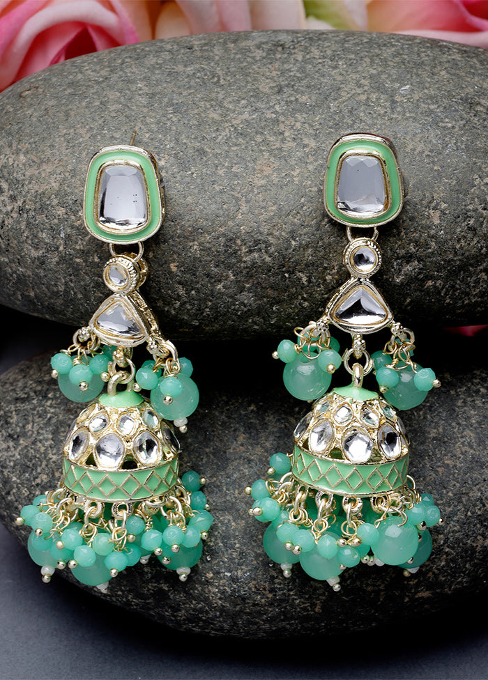 Green Alloy Glossy Earrings