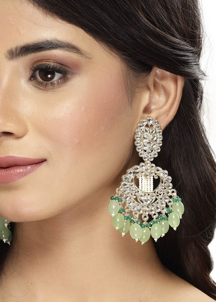 Green Alloy Glossy Earrings