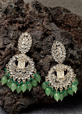 Green Alloy Glossy Earrings