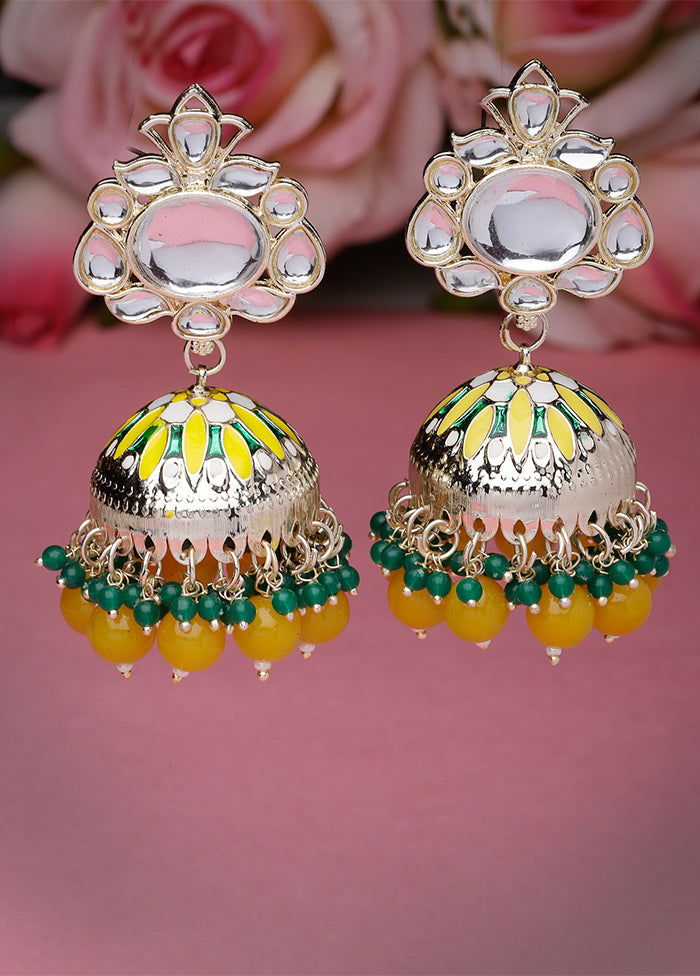 Green Alloy Glossy Earrings