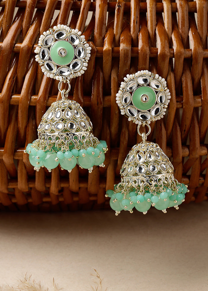 Green Alloy Glossy Earrings