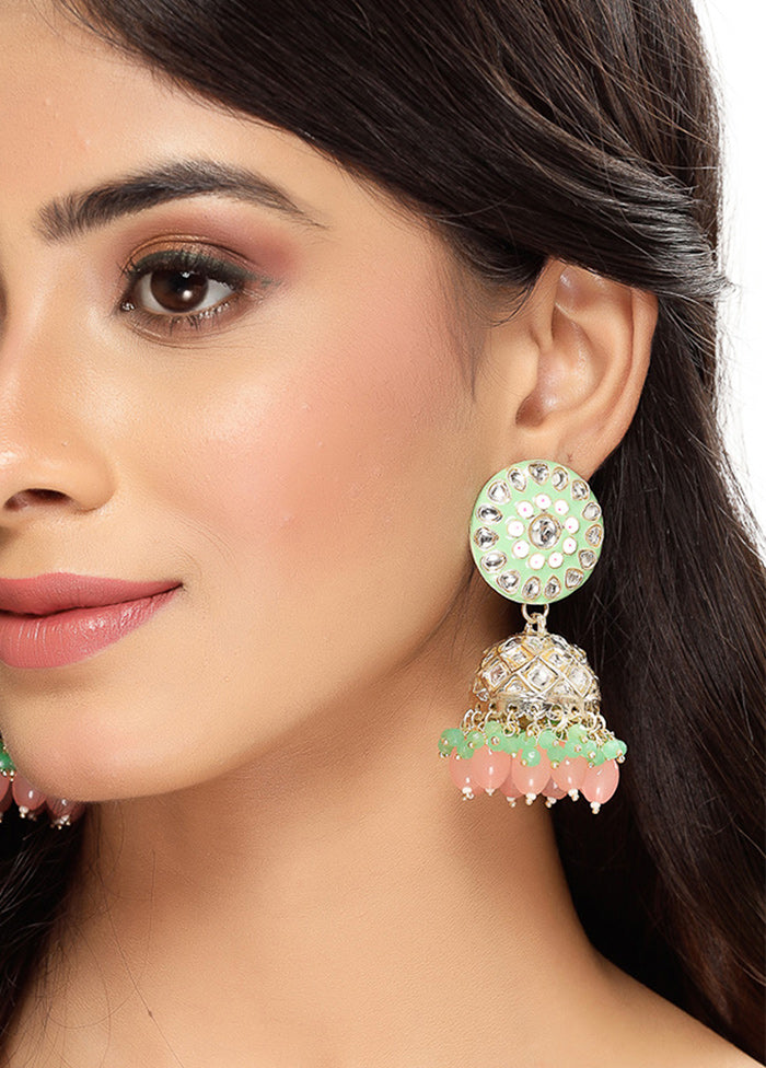 Green Alloy Glossy Earrings