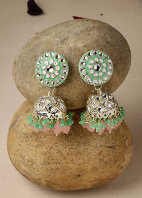 Green Alloy Glossy Earrings