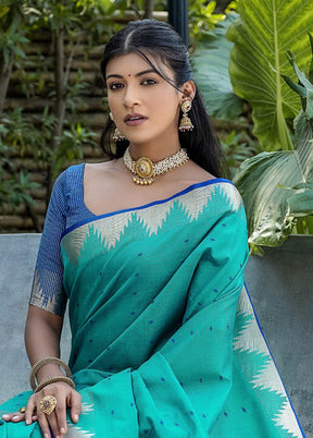 Rama Dupion Silk Saree With Blouse Piece