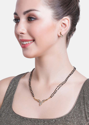 Gold Plated Mangalsutra Necklace Set With Austrian Crystals - Indian Silk House Agencies