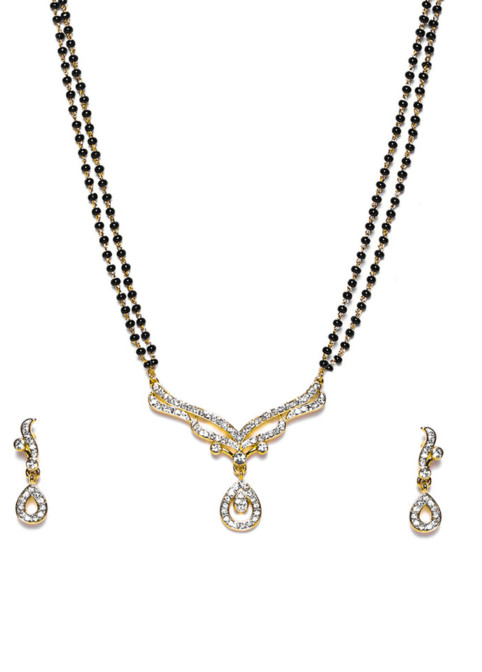 Gold Plated Adorn Drop Mangalsutra Necklace Set - Indian Silk House Agencies