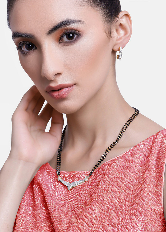 Gold And Rhodium Plated Shimmering Mangalsutra Necklace Set - Indian Silk House Agencies