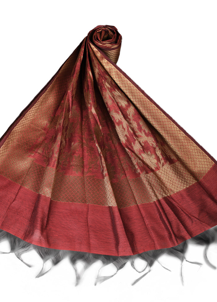 Red Cotton Silk Zari Work Dupatta