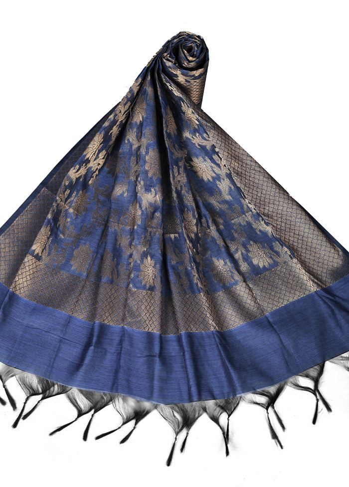 Royal Blue Cotton Silk Zari Work Dupatta