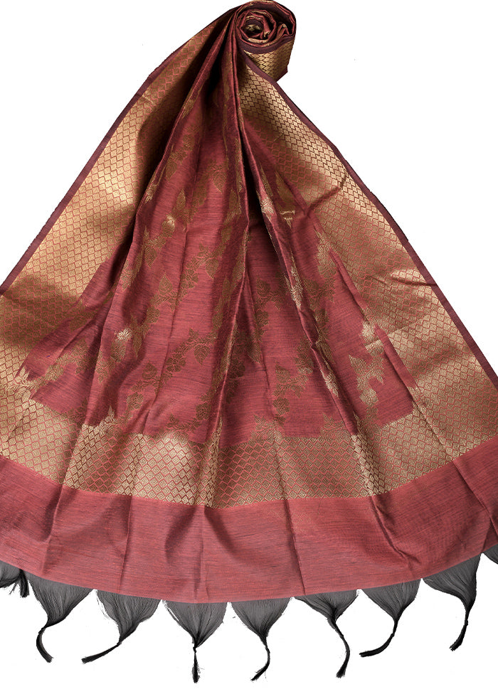 Red Cotton Silk Zari Work Dupatta