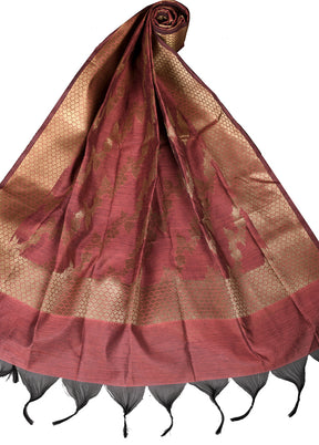 Red Cotton Silk Zari Work Dupatta