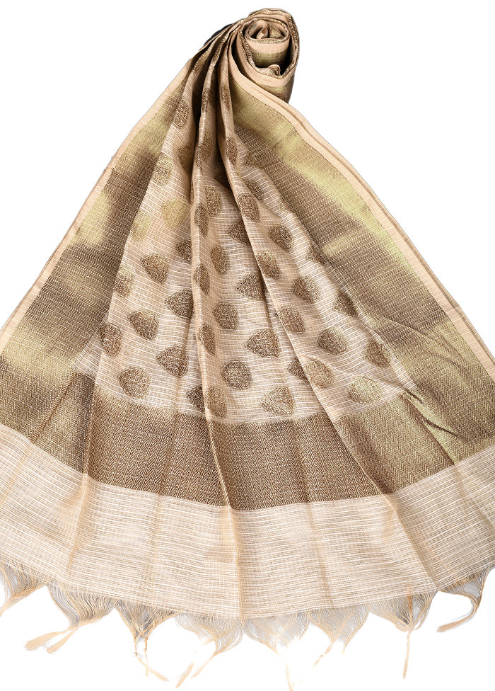 Beige Cotton Silk Zari Work Dupatta