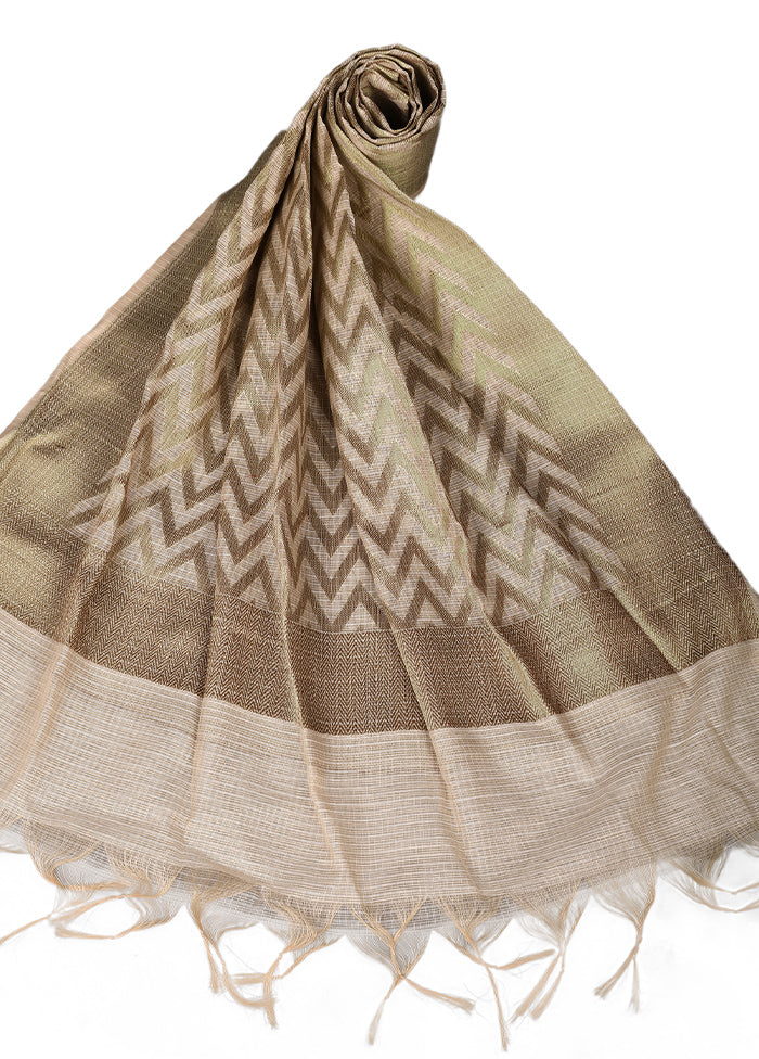 Beige Cotton Silk Zari Work Dupatta