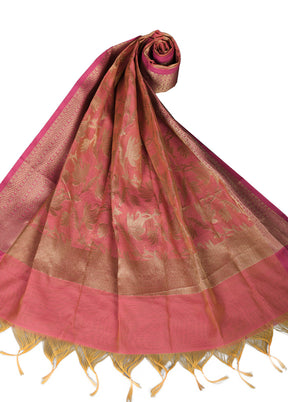 Pink Cotton Silk Zari Work Dupatta