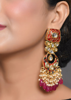 Kundan Inspired Enameled Earrings - Indian Silk House Agencies