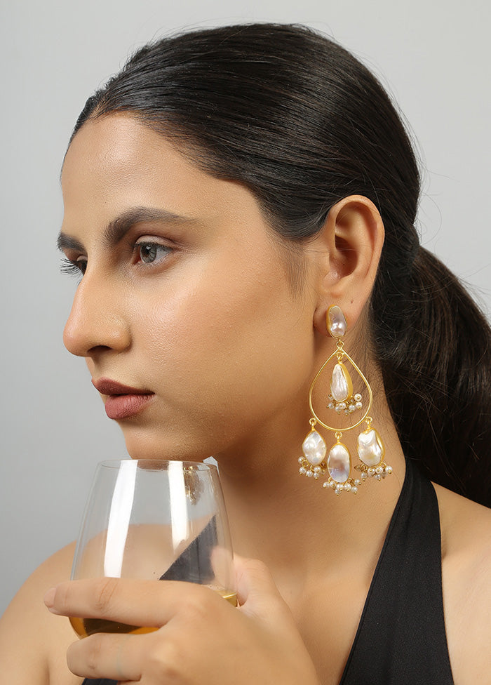 Golden Baroque Statement Earrings - Indian Silk House Agencies