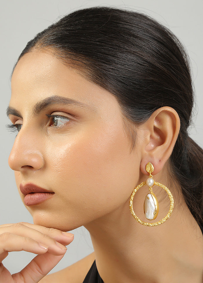 Golden Baroque Pearl Contemporary Earrings - Indian Silk House Agencies